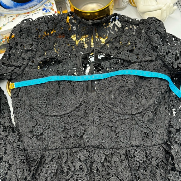 🆕 SELF-PORTRAIT 🧿 BNWOT Black Lace Tie-Neck Minidress, Sz US 2 / UK 6 - Picture 14 of 16